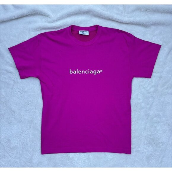 Balenciaga Fuchsia Copyright Logo Tee - Picture 1 of 2
